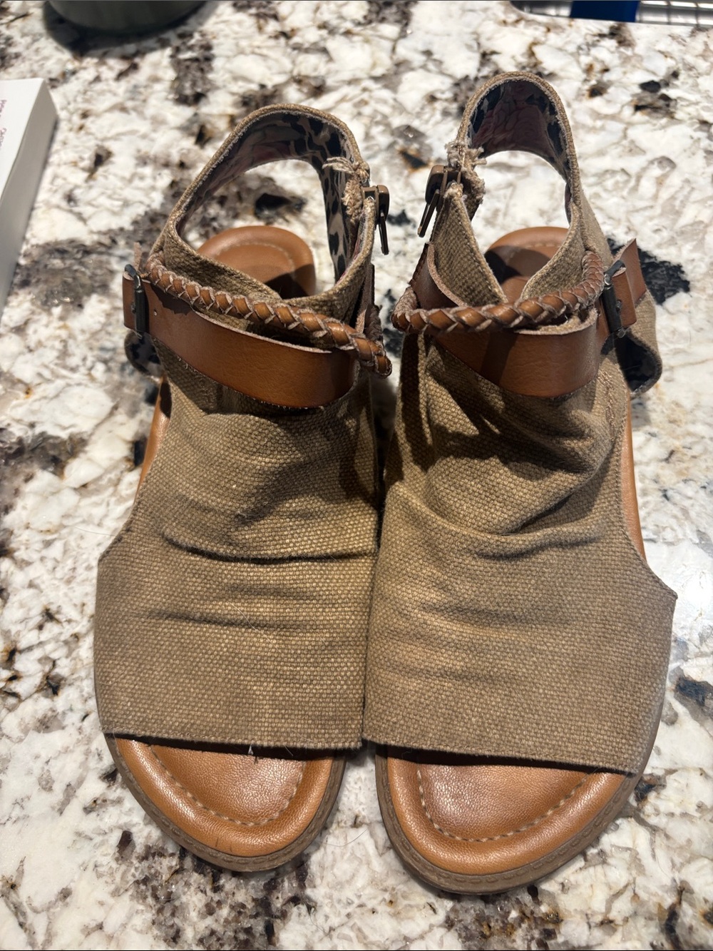 Blowfish Tan Canvas Braided Strap Sandals